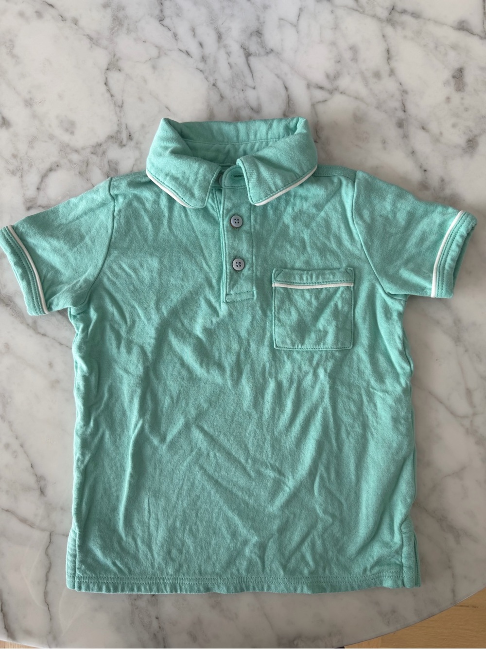 Oso & Me Classic Kids Polo Shirt in Aqua with Contrast Trim, 3T